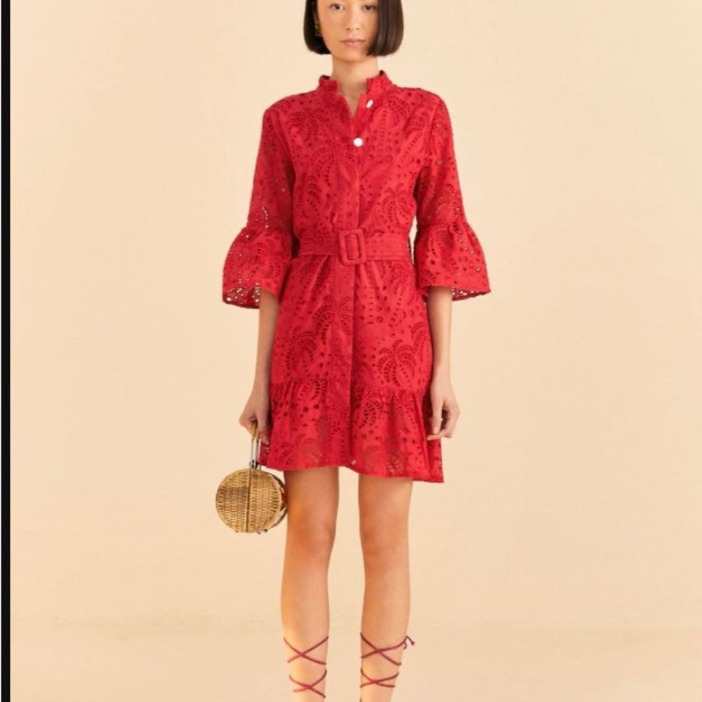 NWT Farm Rio Red Palm Tree Mini Dress L